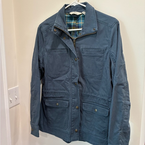 LL Bean Blue Flannel-lined Utility Jacket - Picture 1 of 6